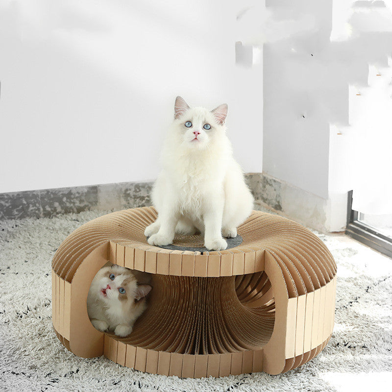 🐱 3-in-1 Cat Tunnel, Scratcher & Resting Hub | Ultimate Play Zone for Curious Cats!