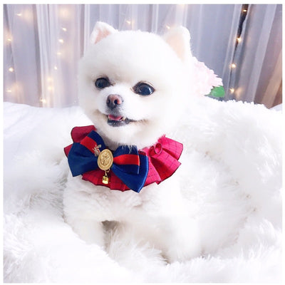 Pet Cat Dog Accessories British Retro Campus Trend Bow Tie Collar Bib Bell Saliva Towel Collar