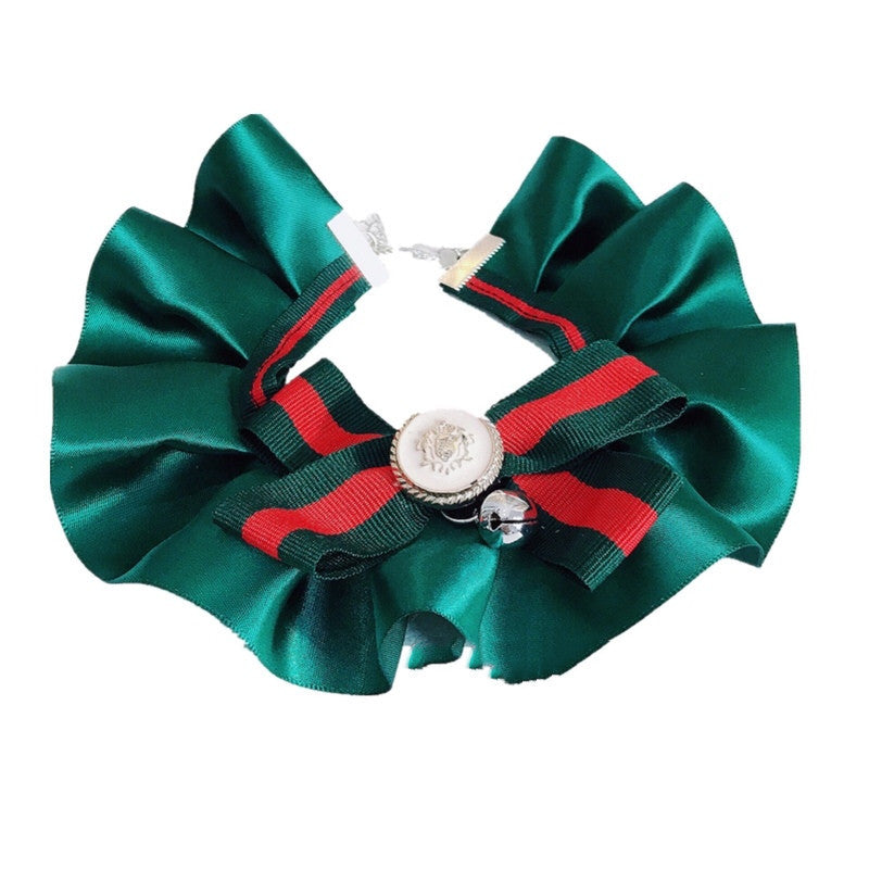 Pet Cat Dog Accessories British Retro Campus Trend Bow Tie Collar Bib Bell Saliva Towel Collar