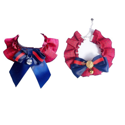 Pet Cat Dog Accessories British Retro Campus Trend Bow Tie Collar Bib Bell Saliva Towel Collar