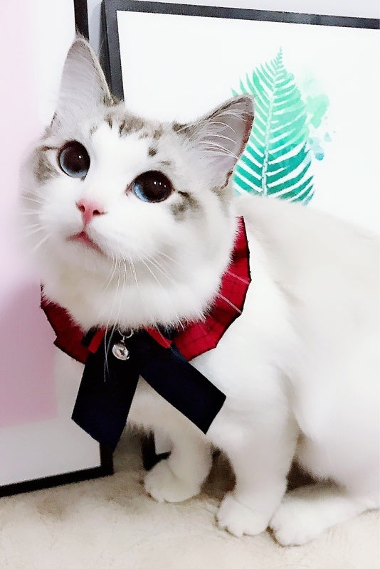 Pet Cat Dog Accessories British Retro Campus Trend Bow Tie Collar Bib Bell Saliva Towel Collar