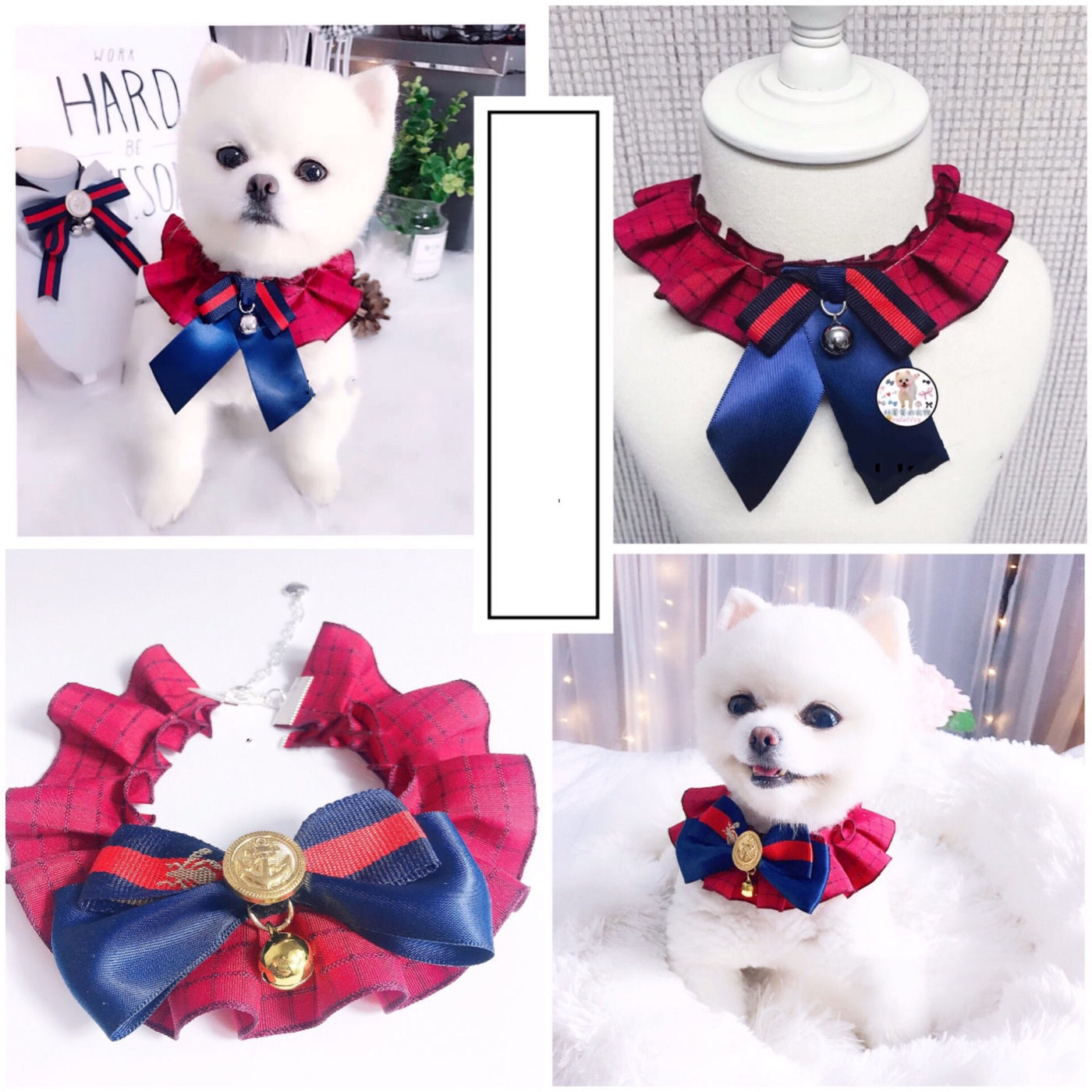 Pet Cat Dog Accessories British Retro Campus Trend Bow Tie Collar Bib Bell Saliva Towel Collar