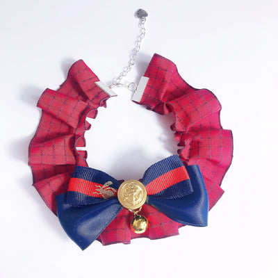 Pet Cat Dog Accessories British Retro Campus Trend Bow Tie Collar Bib Bell Saliva Towel Collar