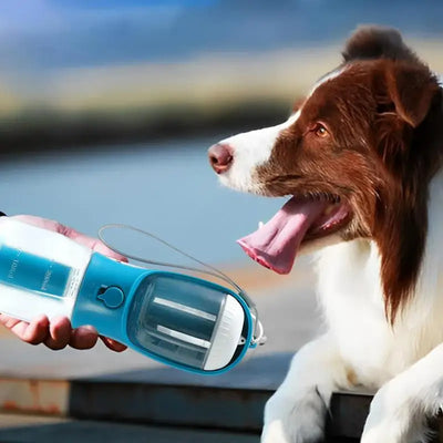 3-in-1 Portable Dog Water Bottle with Food Container & Waste Bag Dispenser