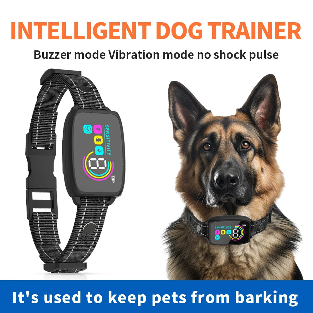 Smart Automatic Anti-Bark Dog Collar | Rechargeable Bark Stopper with HD Display | IP67 Waterproof Training Collar for Dogs