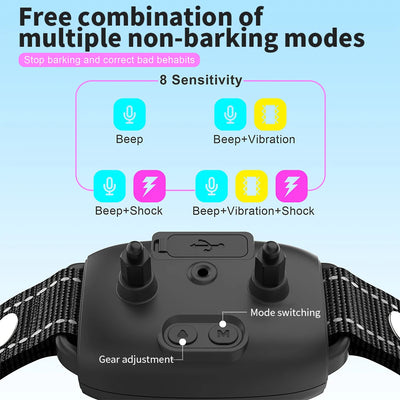 Smart Automatic Anti-Bark Dog Collar | Rechargeable Bark Stopper with HD Display | IP67 Waterproof Training Collar for Dogs