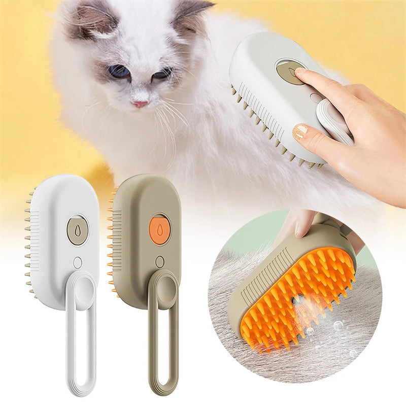🧼 Cat Steam Brush – 3-in-1 Electric Steamy Pet Grooming Comb | Hair Removal & Massage for Dogs & Cats 🐾