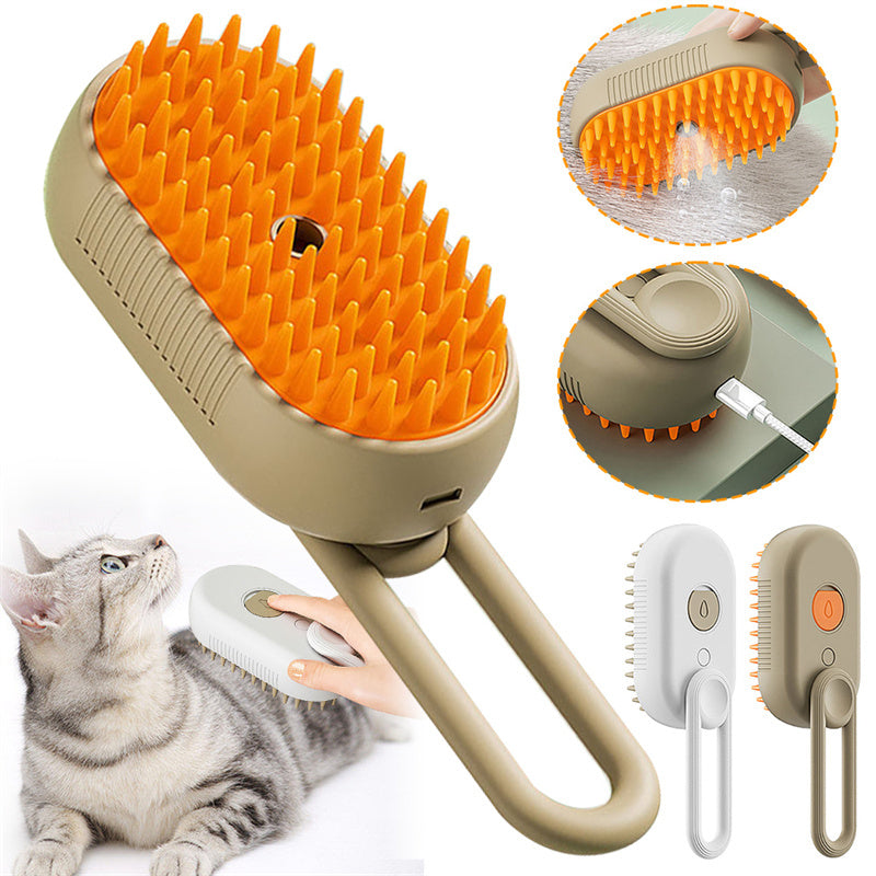 🧼 Cat Steam Brush – 3-in-1 Electric Steamy Pet Grooming Comb | Hair Removal & Massage for Dogs & Cats 🐾