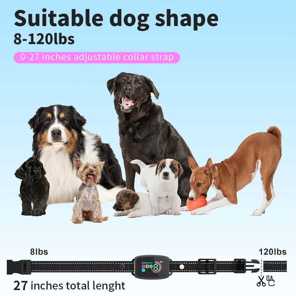 Smart Automatic Anti-Bark Dog Collar | Rechargeable Bark Stopper with HD Display | IP67 Waterproof Training Collar for Dogs